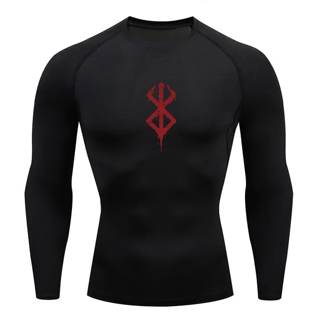 Men's Compression Tshirt Long Sleeve Anime Berserk Guts Sport