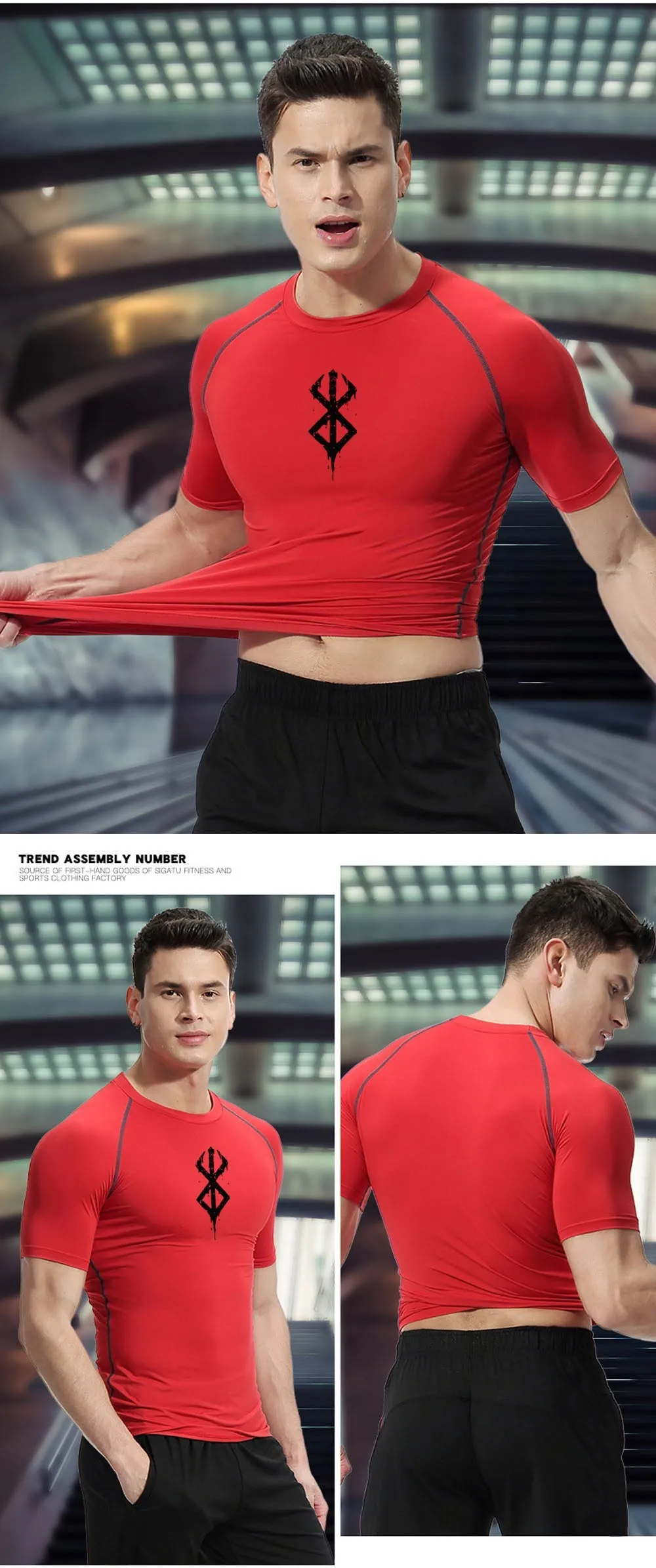 Men's Compression Tshirt Long Sleeve Anime Berserk Guts Sport