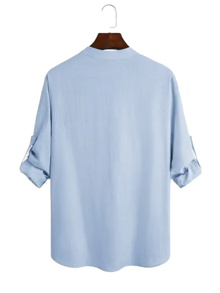 Men's Cotton Linen Casual Long Sleeve Shirt