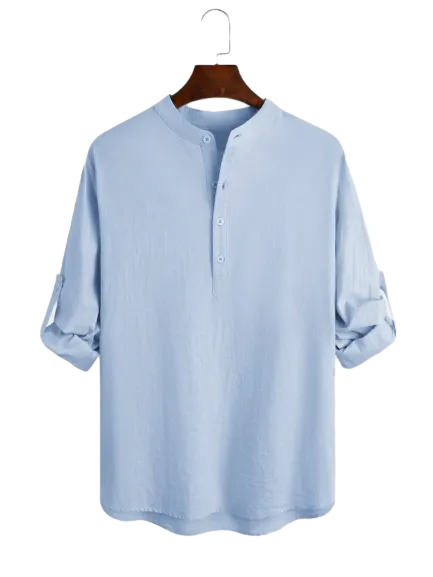 Men's Cotton Linen Casual Long Sleeve Shirt