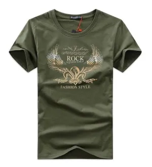 Men's round neck golden wings cartoon casual short-sleeved cotton T-Shirt
