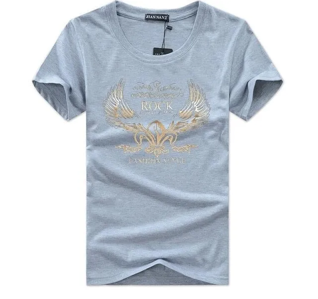 Men's round neck golden wings cartoon casual short-sleeved cotton T-Shirt