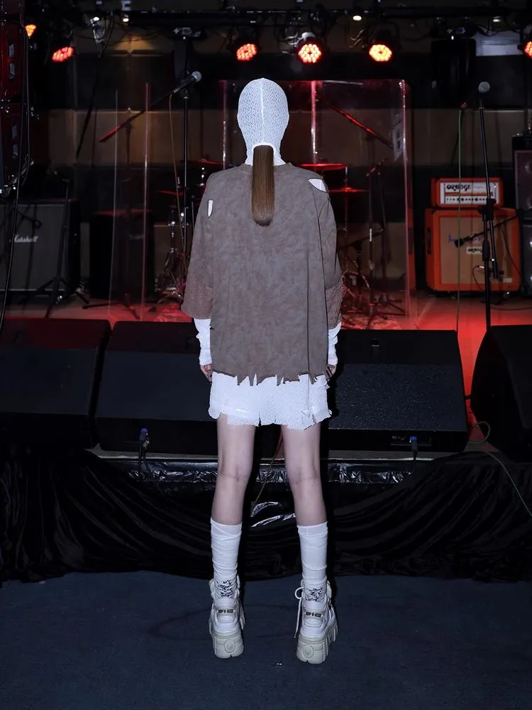 mesh hooded bottoming shirt
