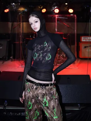 mesh hooded bottoming shirt