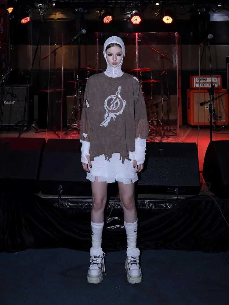 mesh hooded bottoming shirt