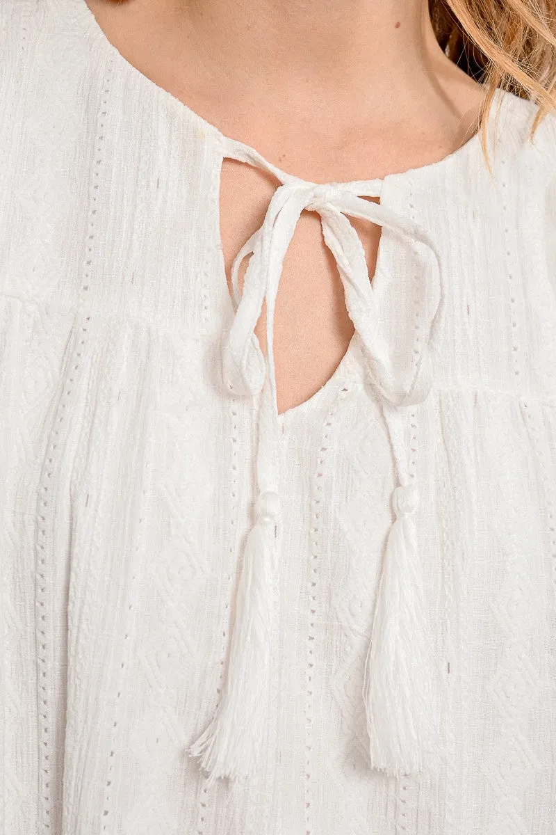 MID-LENGTH DRESS WITH ENGLISH EMBROIDERY