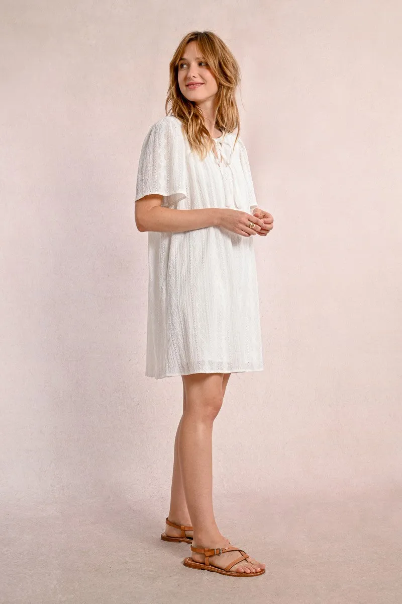 MID-LENGTH DRESS WITH ENGLISH EMBROIDERY