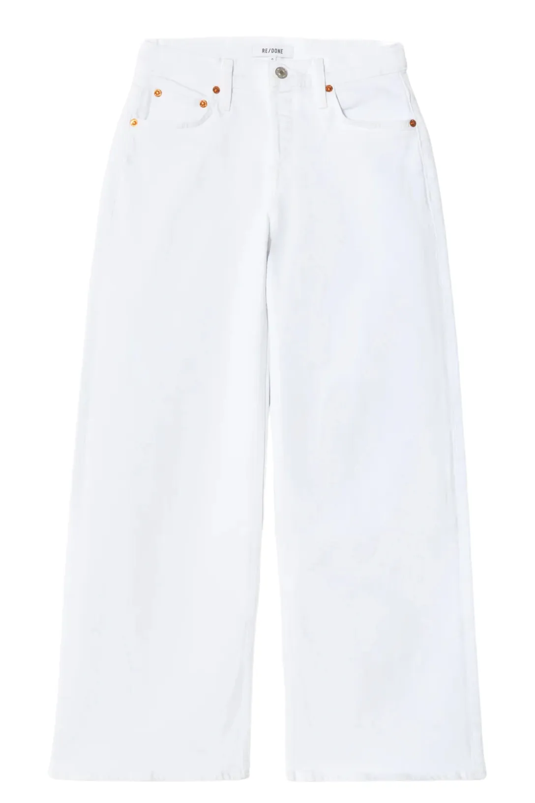Mid Rise Wide Leg Crop Jean | White