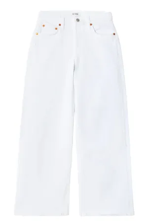 Mid Rise Wide Leg Crop Jean | White