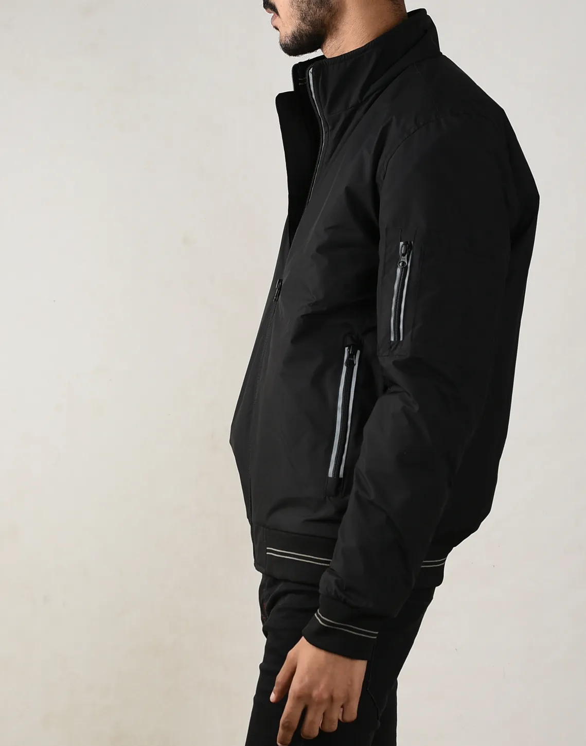 Midnight Black Bomber Jacket