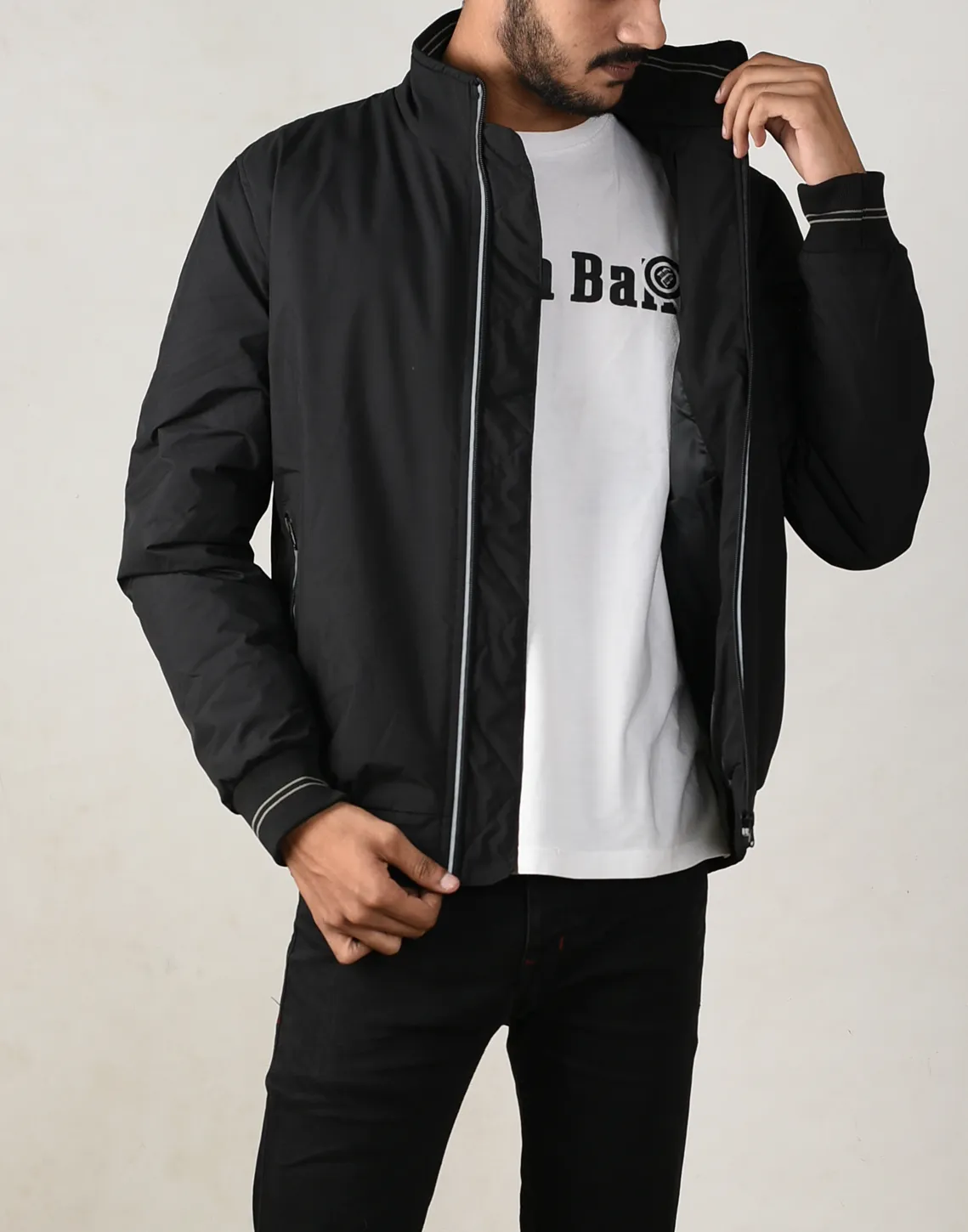 Midnight Black Bomber Jacket
