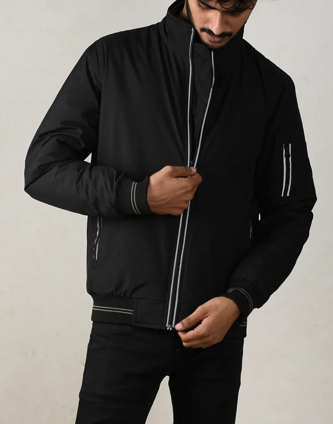 Midnight Black Bomber Jacket