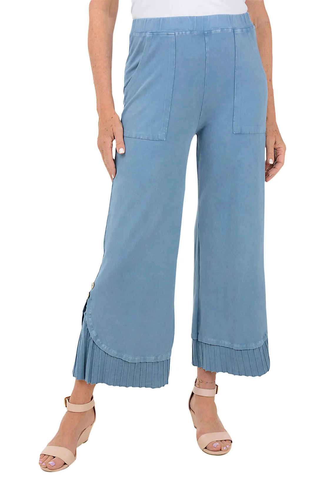 Mineral Wash Pleated Hem Pant
