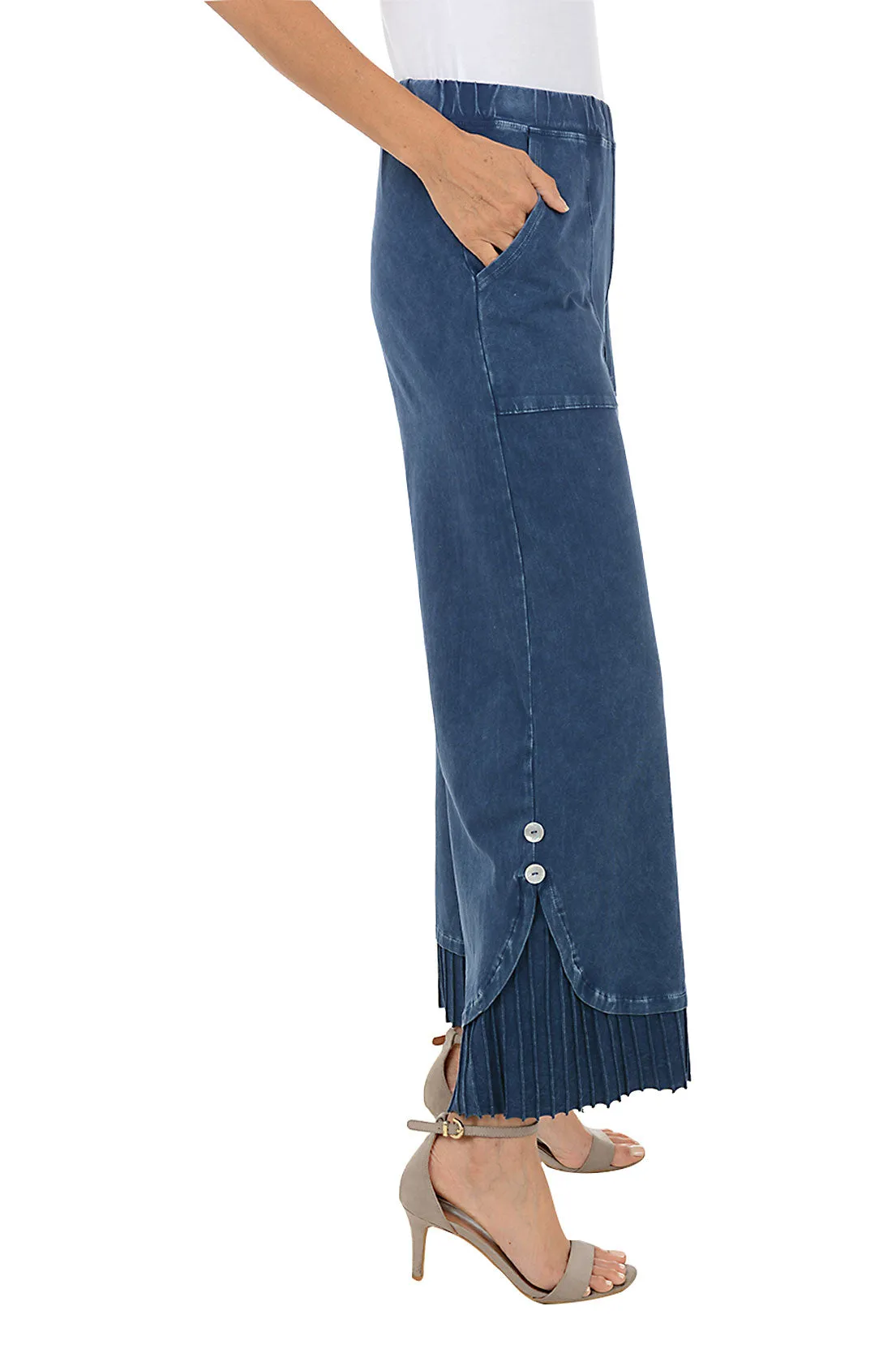 Mineral Wash Pleated Hem Pant