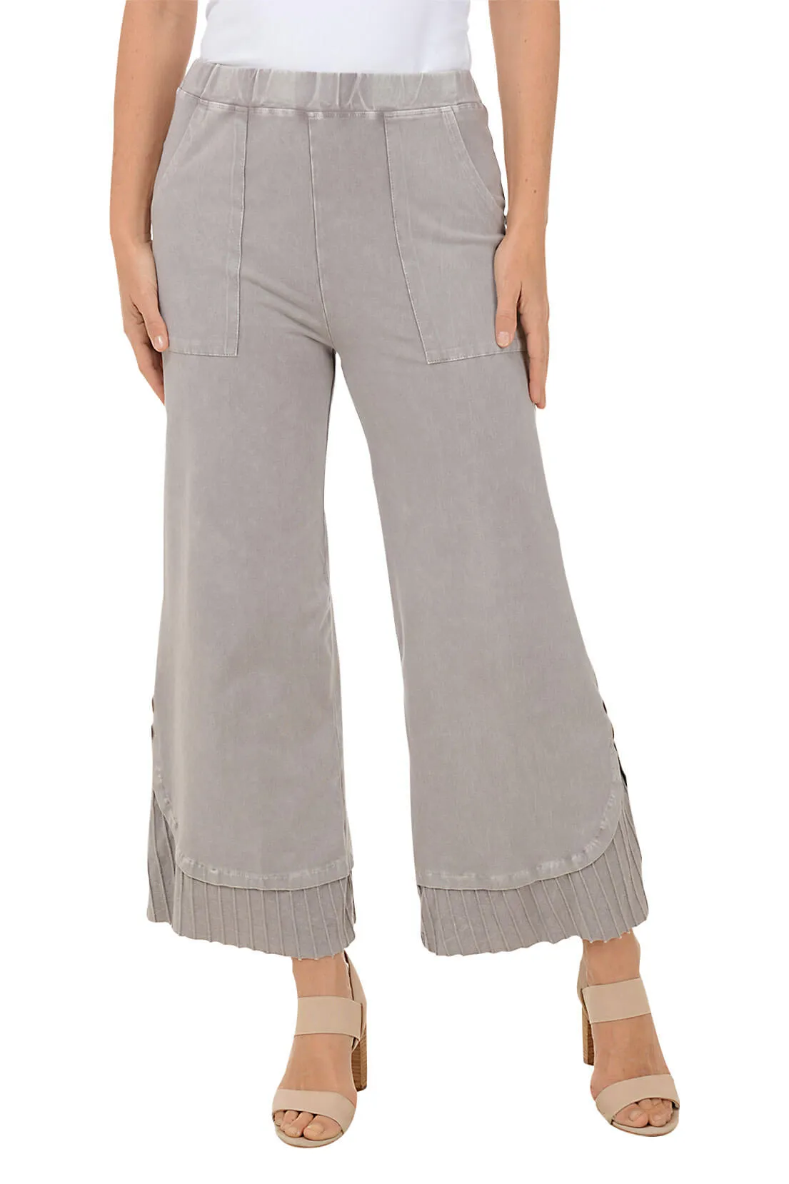 Mineral Wash Pleated Hem Pant