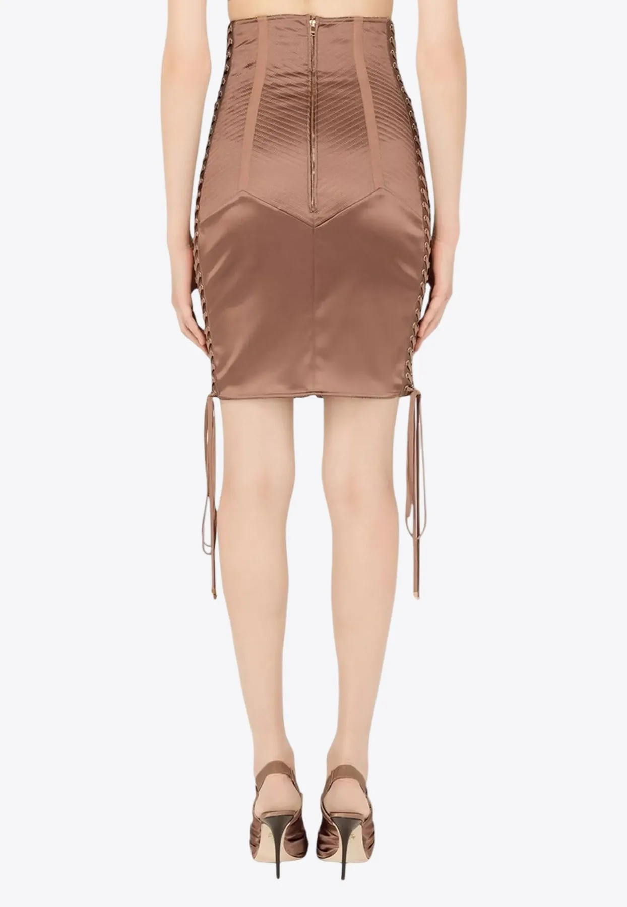 Mini Satin Skirt with Laces
