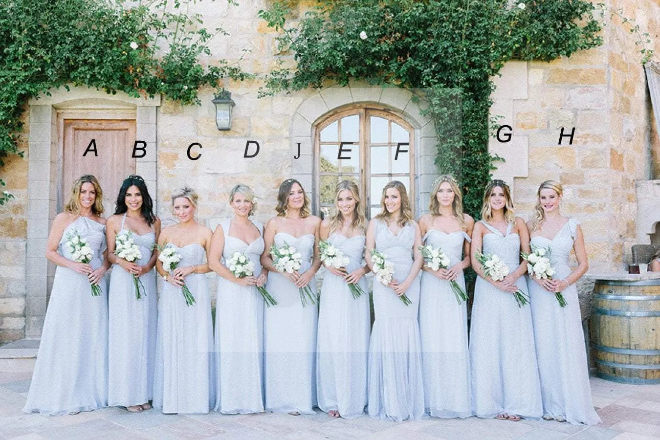 Mismatched Different Styles Chiffon Pale Blue Sexy A Line Floor-Length Cheap Bridesmaid Dresses, WG104