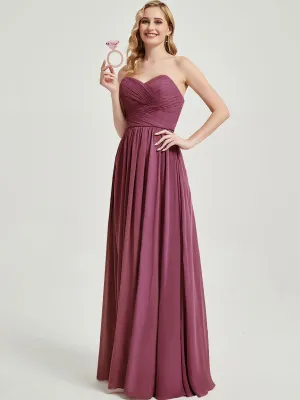 Mulberry Pleated Convertible Floor Length Chiffon Bridesmaid Dress