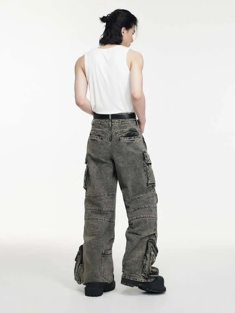 Multi Pocket Retro Wide Leg Denim Pants【s0000006727】