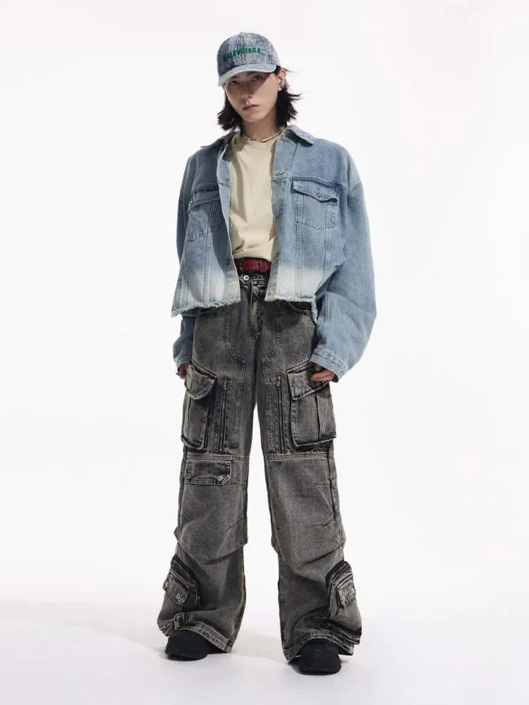 Multi Pocket Retro Wide Leg Denim Pants【s0000006727】