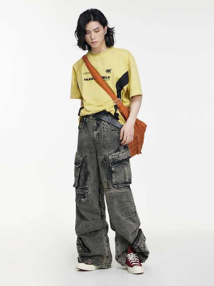 Multi Pocket Retro Wide Leg Denim Pants【s0000006727】