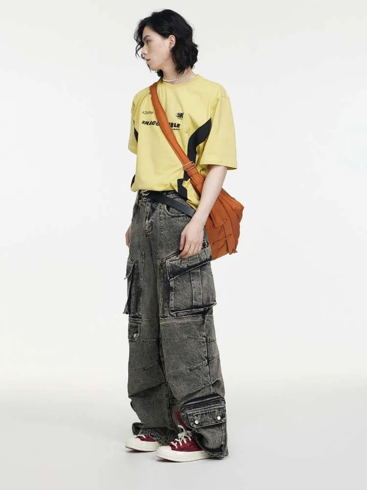 Multi Pocket Retro Wide Leg Denim Pants【s0000006727】