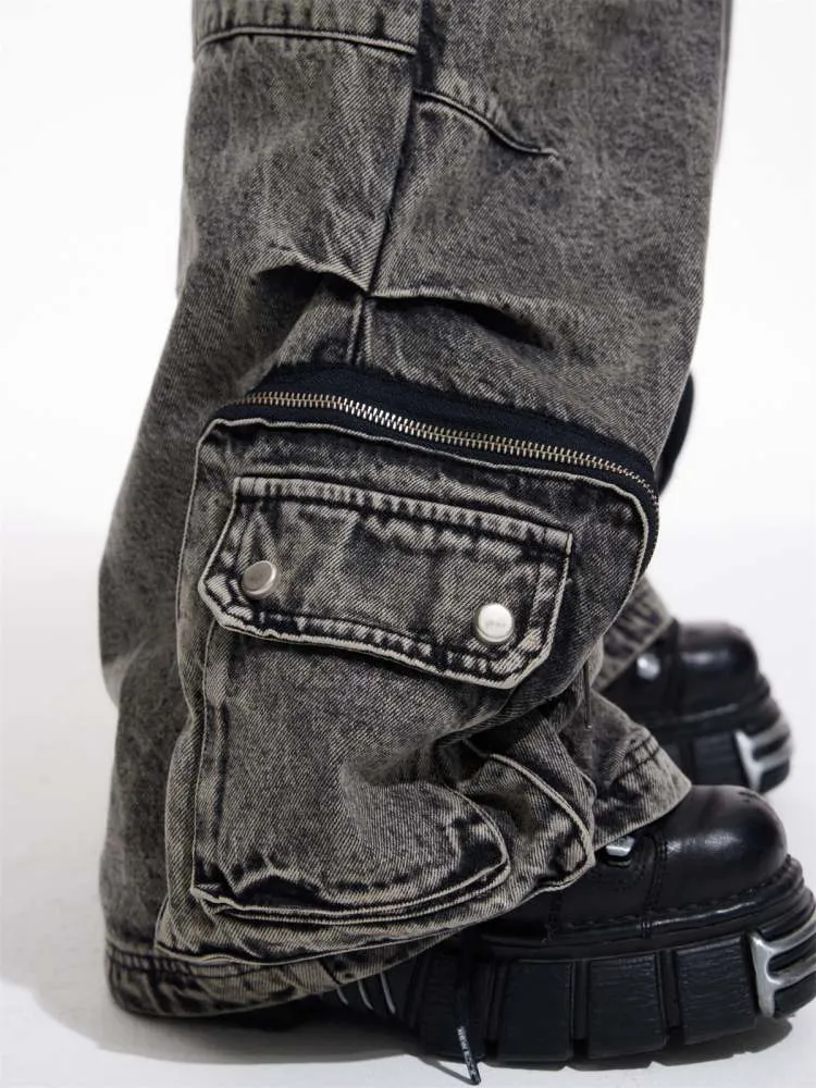 Multi Pocket Retro Wide Leg Denim Pants【s0000006727】