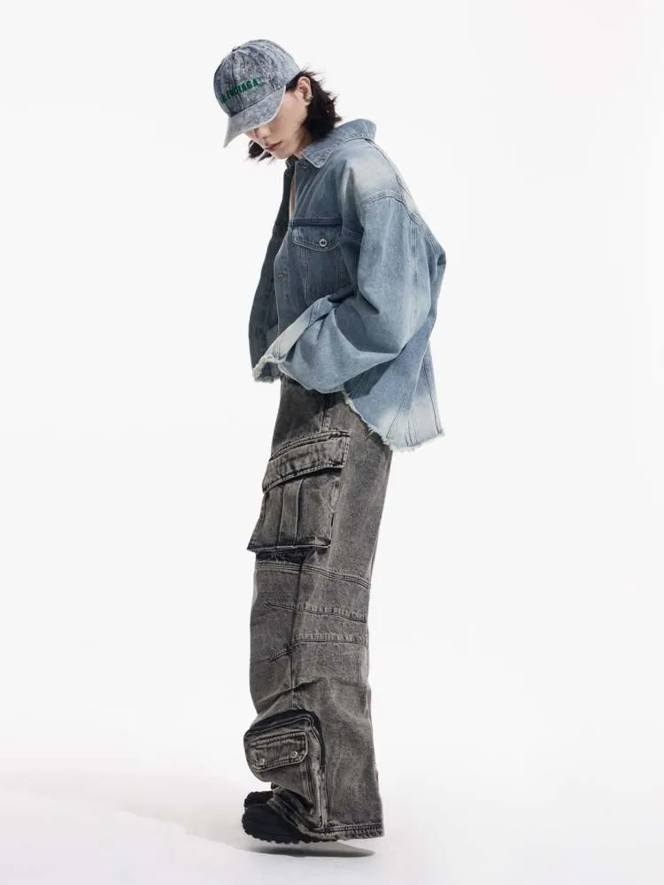 Multi Pocket Retro Wide Leg Denim Pants【s0000006727】
