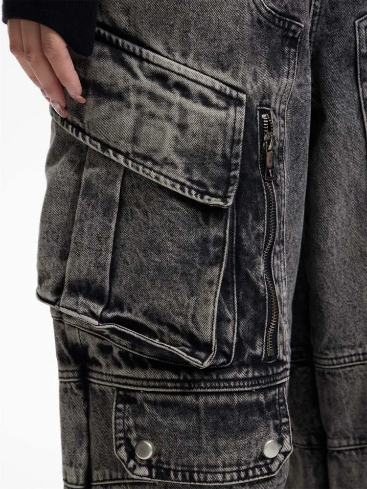 Multi Pocket Retro Wide Leg Denim Pants【s0000006727】