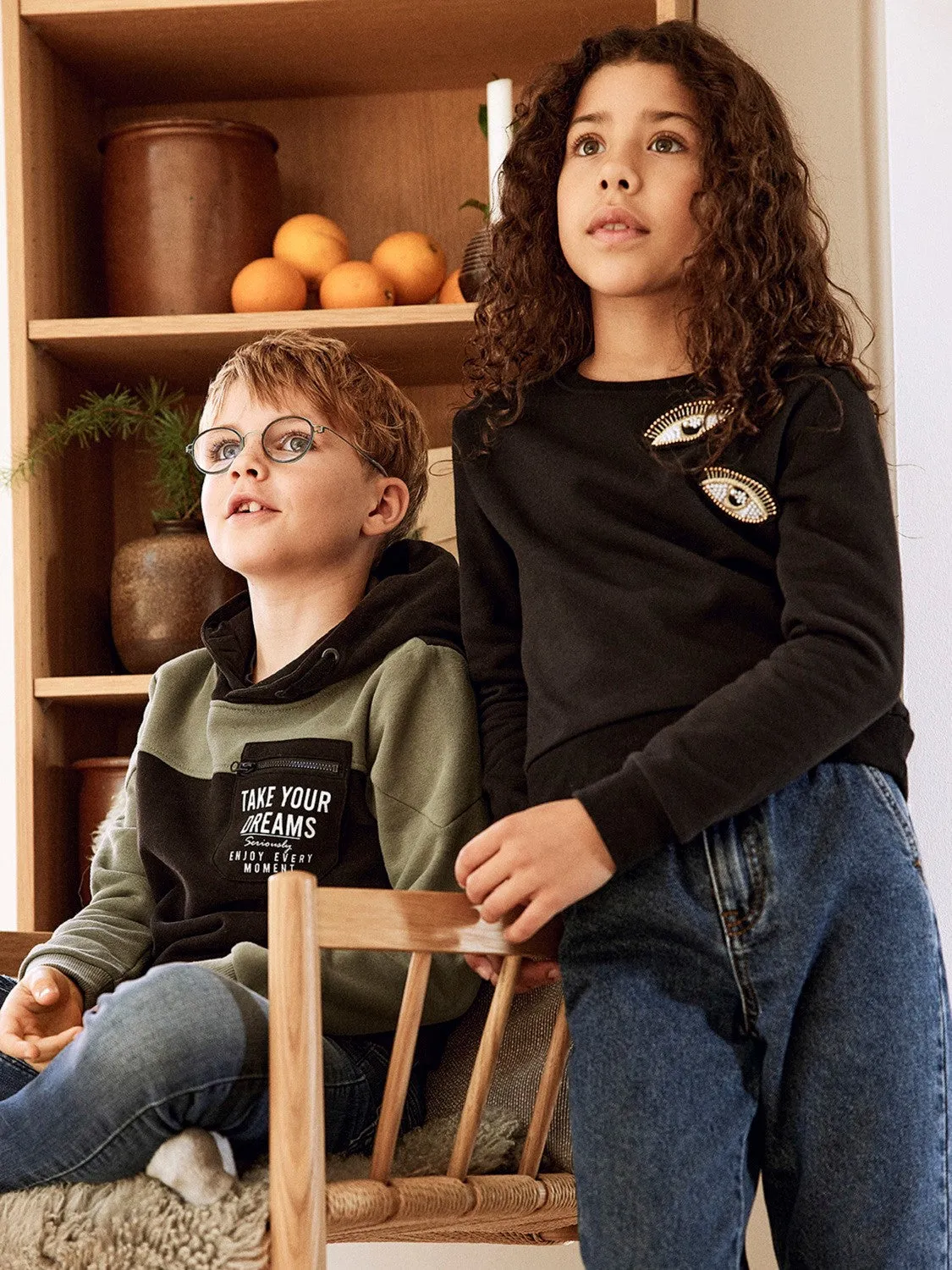 NAME IT | Kid Girl Rimette Boxy Crop Sweat Jumper