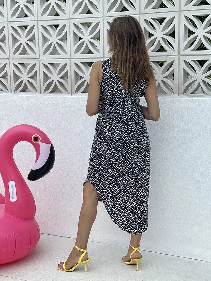 Navy Blotch Shirt Dress