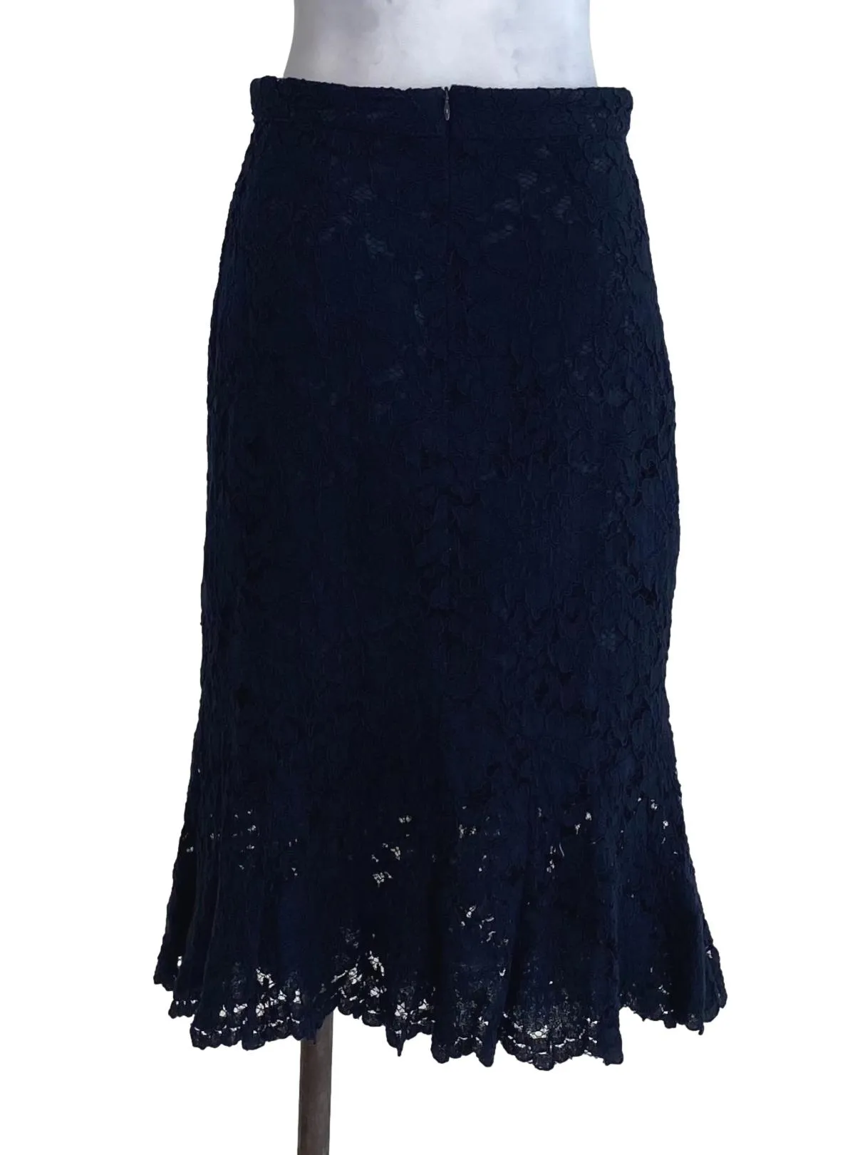 Navy Lace Flounces Skirt