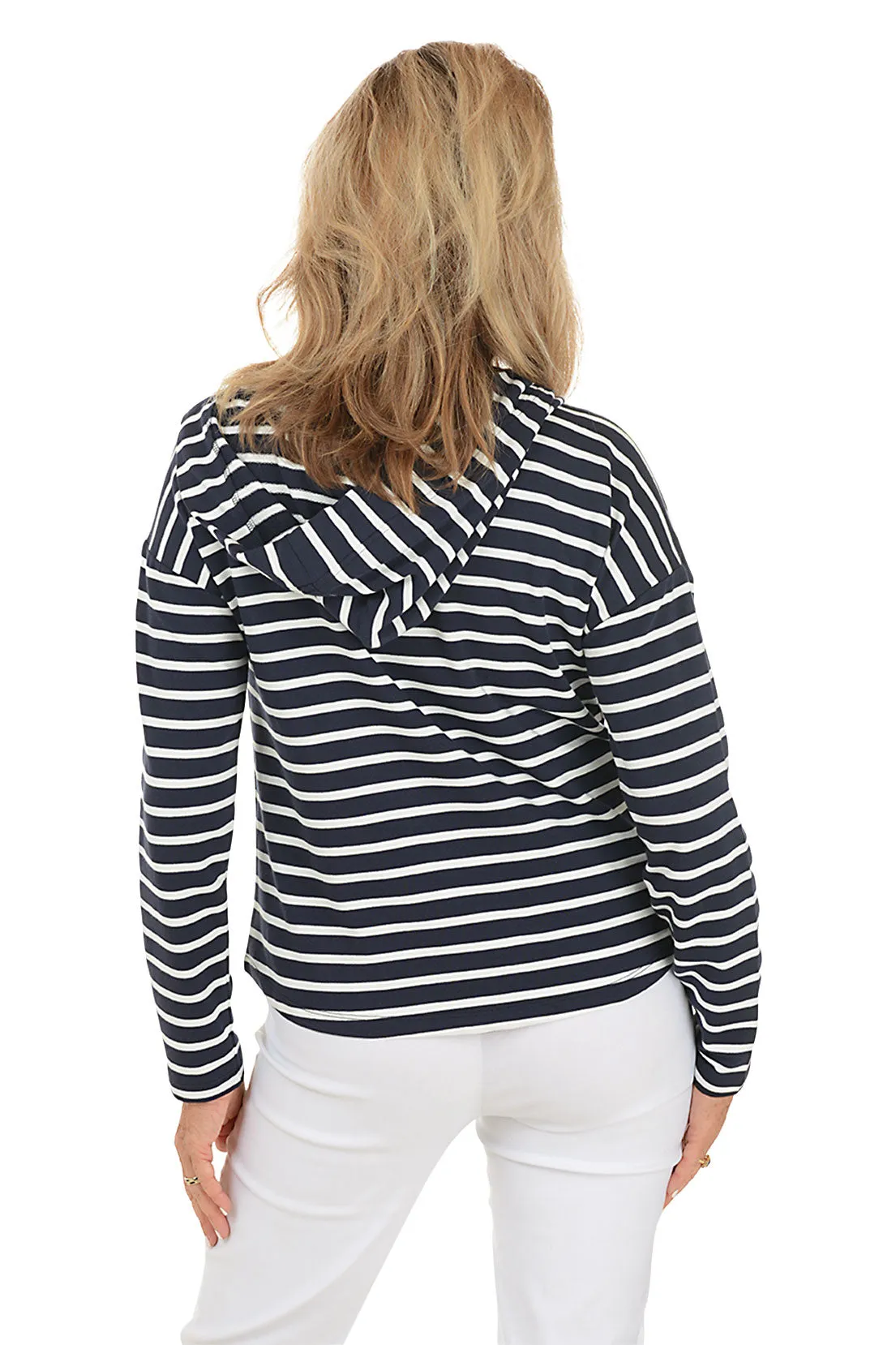 Navy Striped French Terry Hoodie