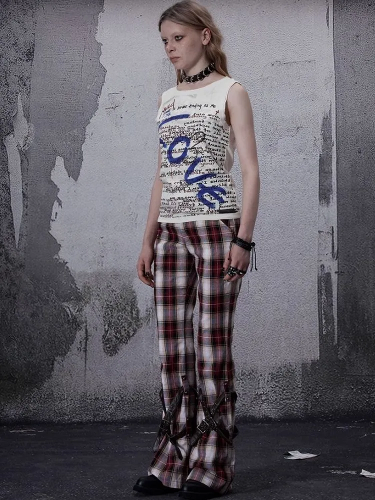 Niche retro plaid wide leg pants【s0000006700】