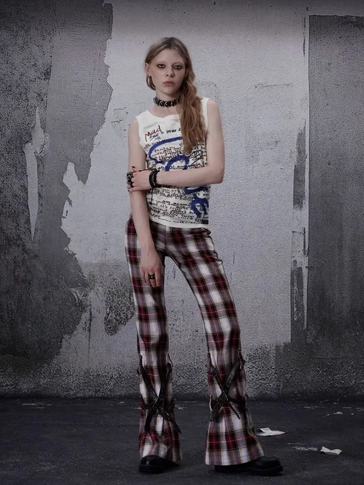 Niche retro plaid wide leg pants【s0000006700】