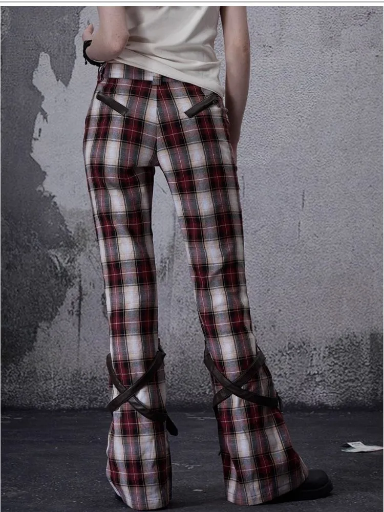 Niche retro plaid wide leg pants【s0000006700】