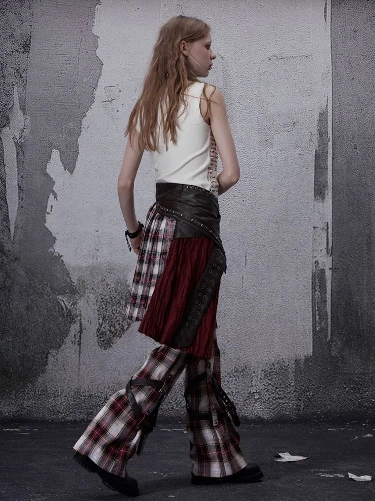 Niche retro plaid wide leg pants【s0000006700】