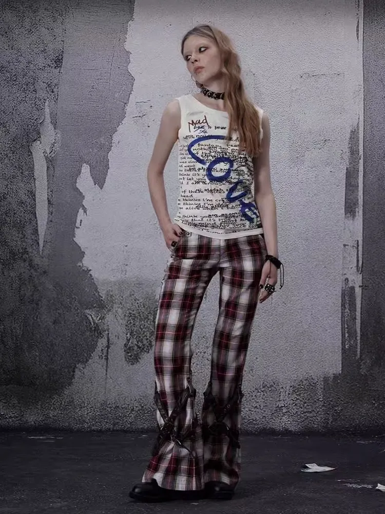 Niche retro plaid wide leg pants【s0000006700】