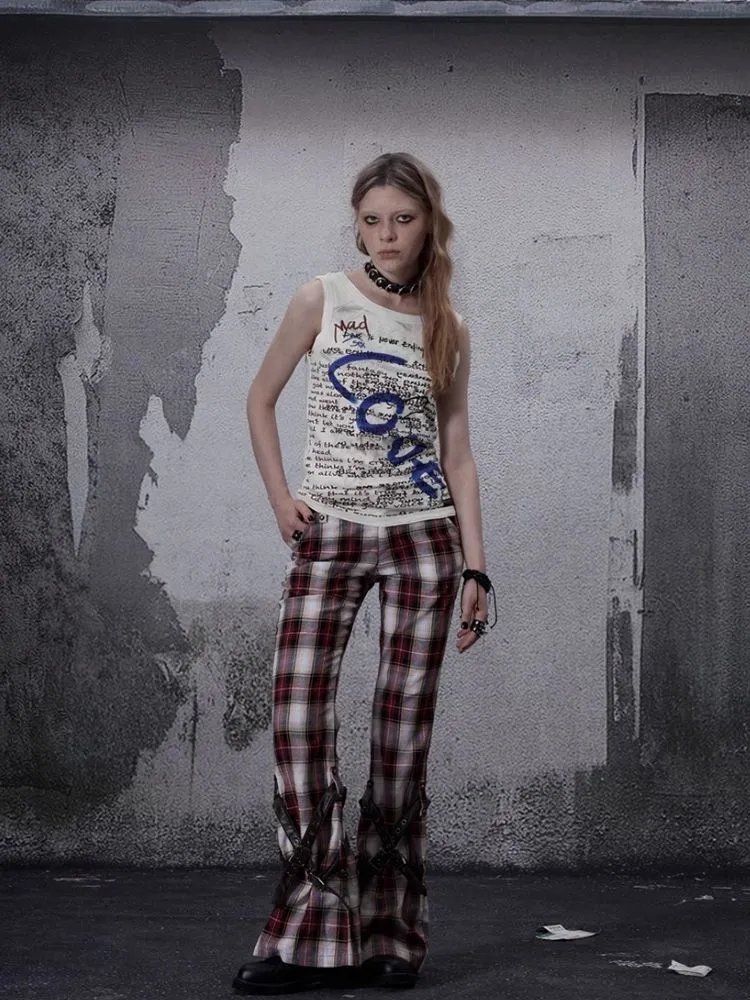 Niche retro plaid wide leg pants【s0000006700】