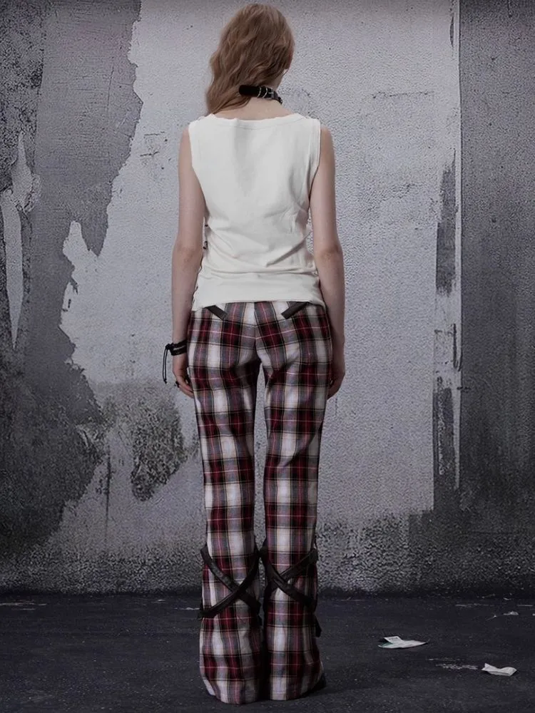 Niche retro plaid wide leg pants【s0000006700】