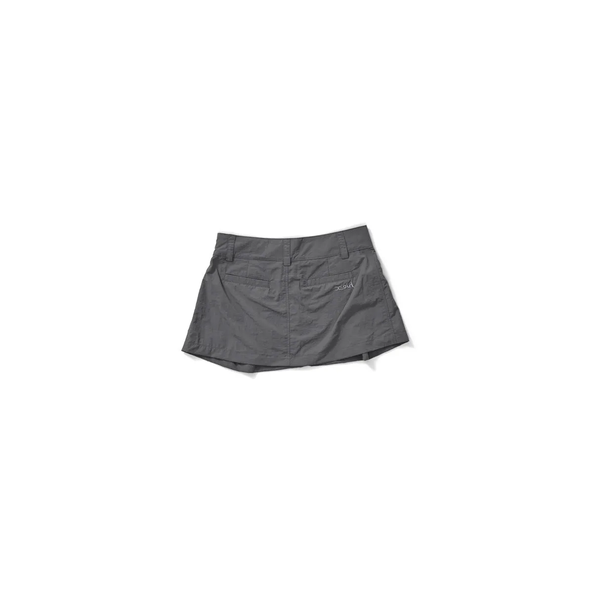 Nylon Flared Mini Skirt - Charcoal