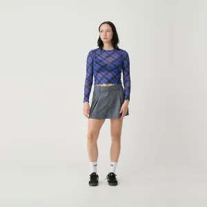 Nylon Flared Mini Skirt - Charcoal