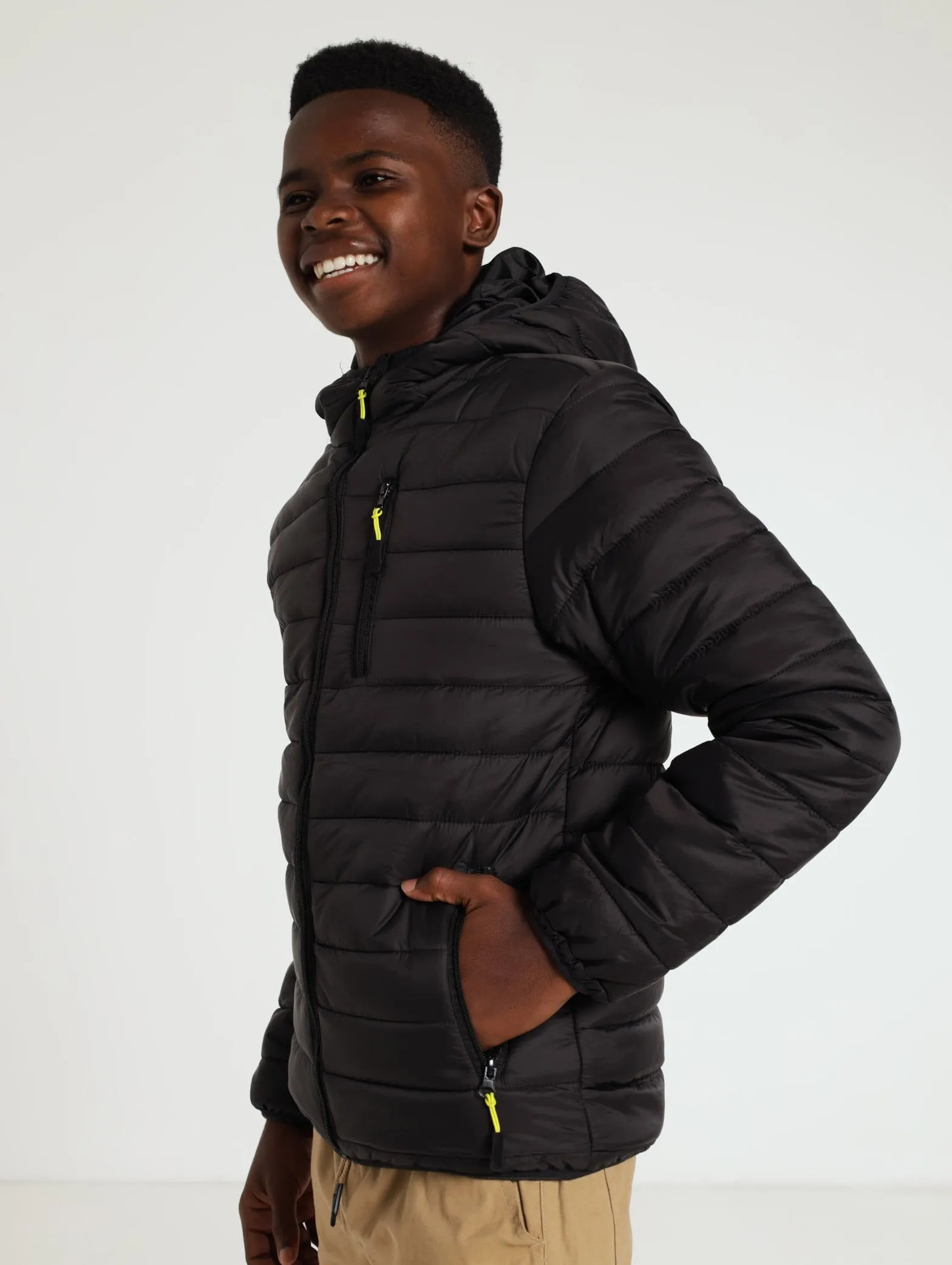 Nylon Puffer Jacket - Black