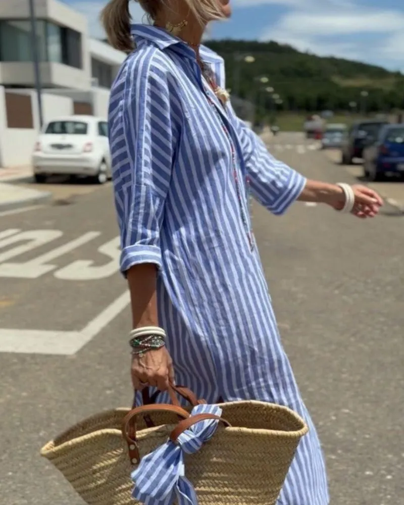 OLEN - CLASSIC STRIPED SHIRT DRESS