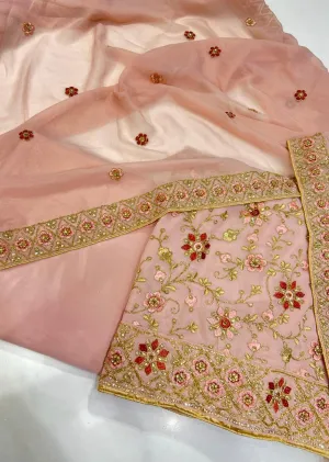 OP1899 Baby Pink Unstitched Georgette Suit
