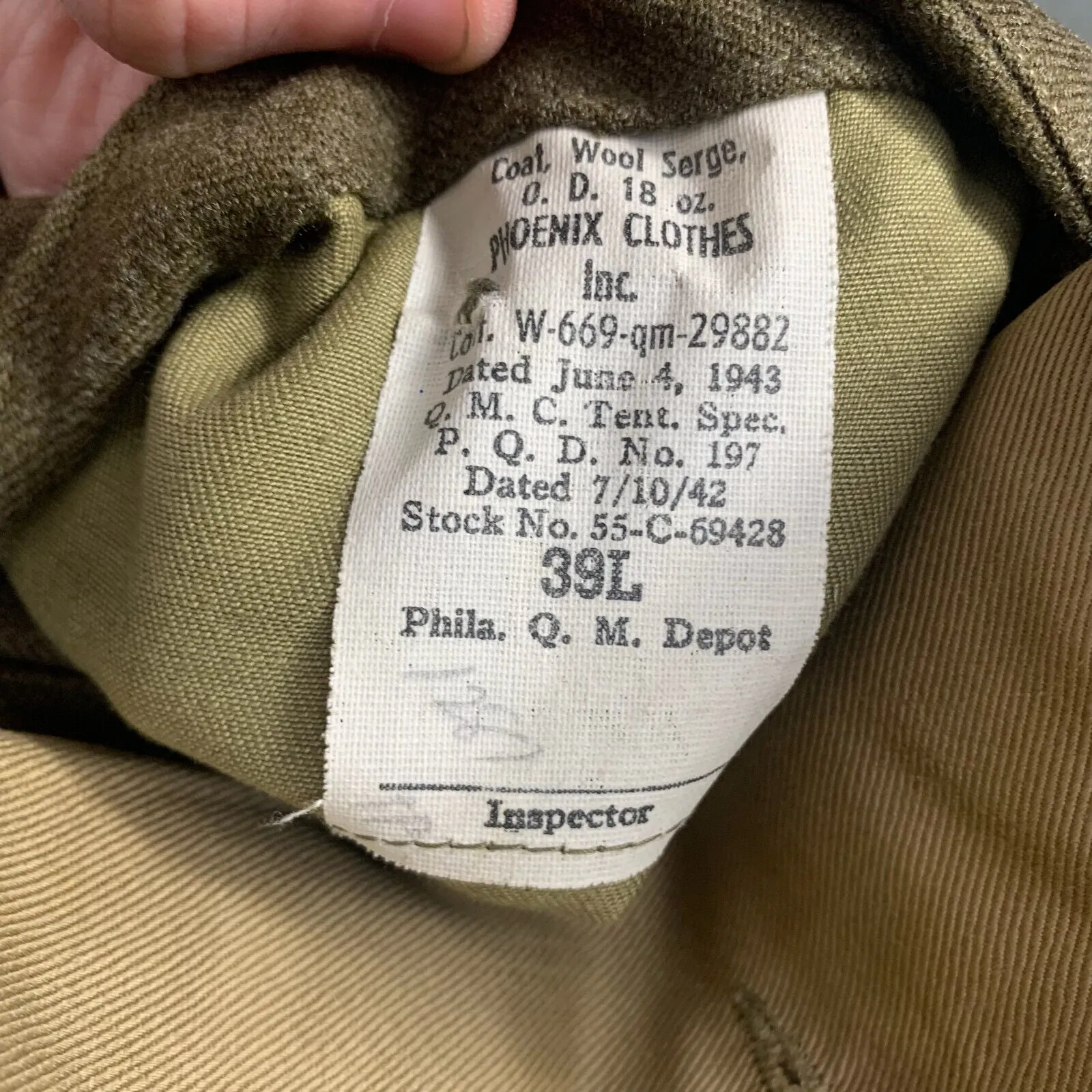 Original WW2 US Army Class A Dress Jacket 1943 - Private Ryan Prop - 39" Large