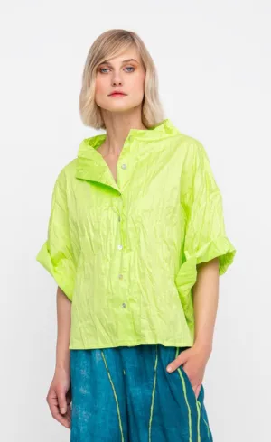 Ozai N Ku Lime Crinkle Funnel Shirt