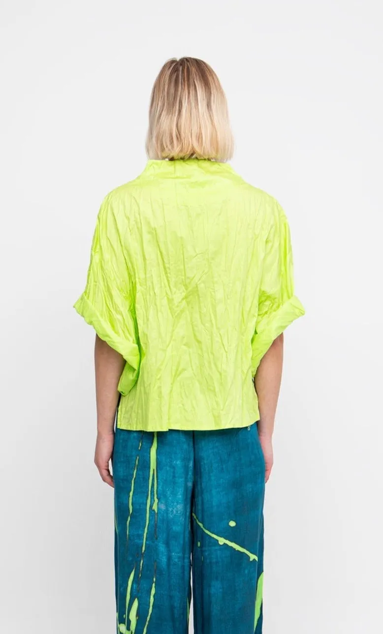 Ozai N Ku Lime Crinkle Funnel Shirt