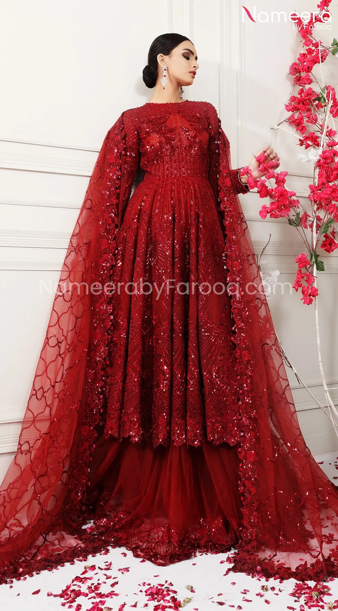 Pakistani Red Bridal Lehenga with Embroidery #BR122