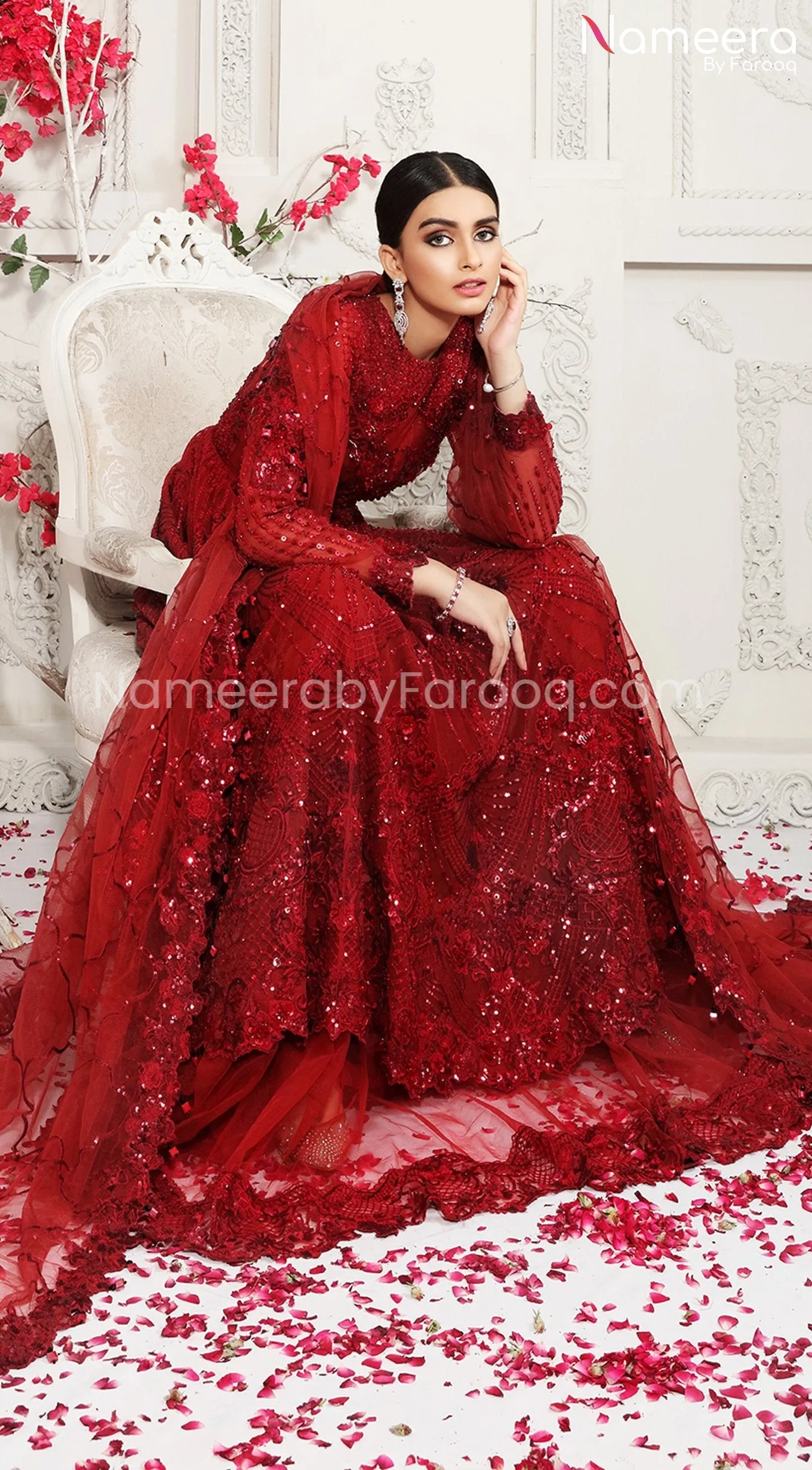Pakistani Red Bridal Lehenga with Embroidery #BR122